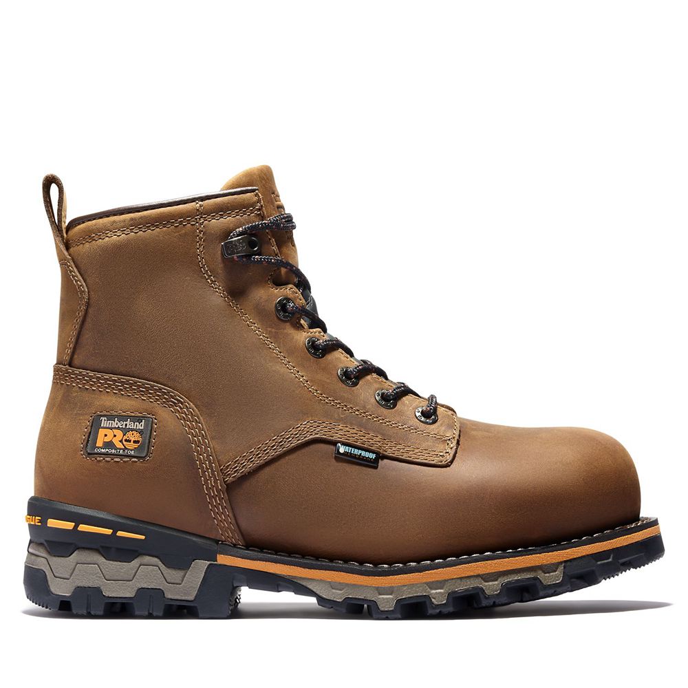 Timberland Μποτακια Εργασίας Ανδρικα Καφε - Pro® Boondock 6" Comp Toe - Greece 0512439-EH